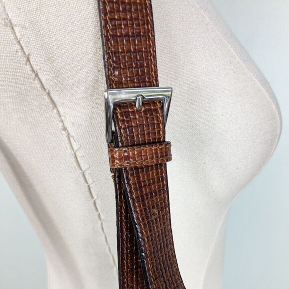 Vintage Talbots Bucket Bag Tan Brown Y2K Handbag Purse Leather Canvas Crossbody - Picture 10 of 16